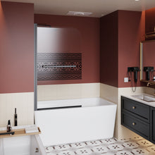 Load image into Gallery viewer, Bohemian Shower Door Bathtub With Tempered Glass And Handle - Matt Black