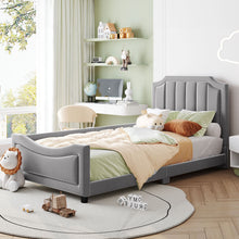 Load image into Gallery viewer, Upholstered Daybed With Classic Stripe Shaped Headboard