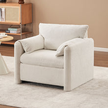 Load image into Gallery viewer, Fixed Modern Accent Chair Single Seater Plush Chenille Lounge Chair With High Resilience Cushion - Ivory White