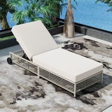 Load image into Gallery viewer, Outdoor Lounge Chair With 5 Position Backrest With Cushion And Wheels