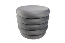 Load image into Gallery viewer, Velvet Tufted Round Cocktail Ottoman - Gray