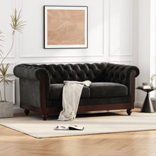 Load image into Gallery viewer, Chesterfield Velvet Loveseat Sofa, 2 Person Rolled Arm Upholstered Couch
