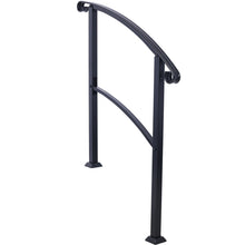 Load image into Gallery viewer, Handrails For Outdoor Steps, Fit 1 Or 3 Steps Outdoor Stair Railing, Flexible Front Porch Hand Rail, Transitional Handrails For Concrete Steps Or Wooden Stairs - Black