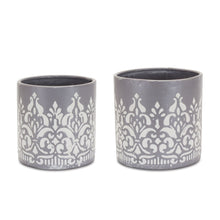 Load image into Gallery viewer, Abstract Round Pot Planters (Set of 2) - Gray / White