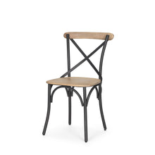 Load image into Gallery viewer, Solid Wood Iron Cross Back Dining Side Chair - Light Brown / Black