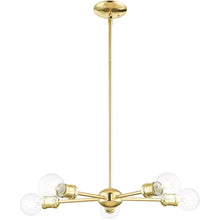 Load image into Gallery viewer, Five Light Dimmable Chandelier With Shades - Brass