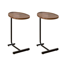 Load image into Gallery viewer, Oval End Tables Wood And Metal (Set of 2) - Brown / Black