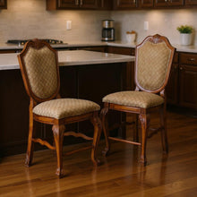 Load image into Gallery viewer, Fabric And Solid Wood Counter Height Bar Chairs (Set of 2) - Beige / Brown