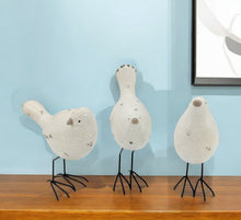 Load image into Gallery viewer, Fabric Bird Statue Tabletop Sculpture (Set of 3) - Black / White