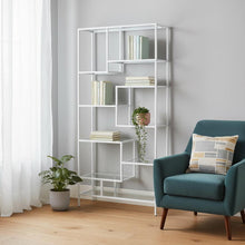 Load image into Gallery viewer, Nine Tier Etagere Bookcase - White / Clear
