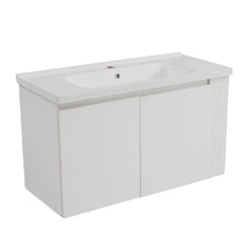 Load image into Gallery viewer, Wall Mounted Bathroom Vanity With Sink, 2 Open Shelves - White