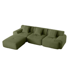 Load image into Gallery viewer, L Shaped Modular Sectional Sofa Corduroy And Movable Ottoman