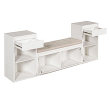 Load image into Gallery viewer, Entryway Storage Bench With Cushion, Drawers & Open Shelves