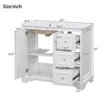 Load image into Gallery viewer, Bathroom Vanity With Sink, Soft-Close Doors, Adjustable U-Shelf, 3 Drawers