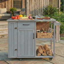 Load image into Gallery viewer, Outdoor Kitchen Island Prep Station With Lockable Wheels, Ample Storage, Towel & Spice Racks