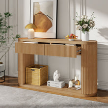Load image into Gallery viewer, Oval Fluted Console Table With 2 Drawers And Bottom Shelf