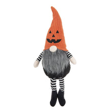 Load image into Gallery viewer, Sitting Gnome With Knit Hat, For Halloween Decor - Black / Orange / White