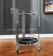 Load image into Gallery viewer, Chrome Round Two Tier Rolling Serving Or Bar Cart - Silver