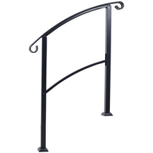 Load image into Gallery viewer, Handrails For Outdoor Steps, Fit 1 Or 3 Steps Outdoor Stair Railing, Flexible Front Porch Hand Rail, Transitional Handrails For Concrete Steps Or Wooden Stairs - Black