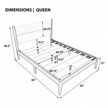 Load image into Gallery viewer, Platform Bed Frame With Upholstered Headboard, Slat Support