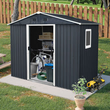 Load image into Gallery viewer, 8Ft X 4Ft Outdoor Metal Storage Shed With Window And Metal Foundation For Backyard, Patio, Lawn