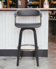 Load image into Gallery viewer, 31" Faux Leather Swivel Bar Height Bar Chair - Gray And Black