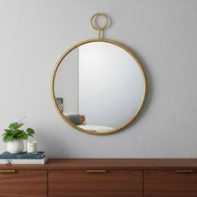Load image into Gallery viewer, 32" Round Iron Framed Accent Mirror - Gold