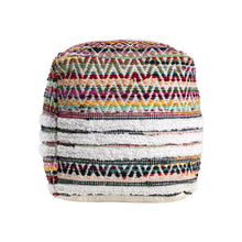 Load image into Gallery viewer, Cotton Blend Chevron Pouf Ottoman - Rainbow