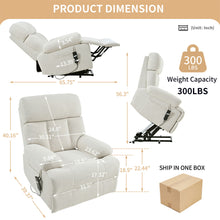 Load image into Gallery viewer, Oversized Power Lift Recliner Chai With Remote Control, Side Pocket, Spacious Seat