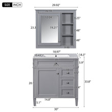 Load image into Gallery viewer, Bathroom Vanity With Top Sink, Freestanding Storage Cabinet With 2 Doors And 3 Drawers, Mirror Cabinet Included - Gray