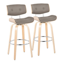 Load image into Gallery viewer, Lombardi - Mid Century Modern Fixed Height Barstool With Swivel With Round Footrest (Set of 2)