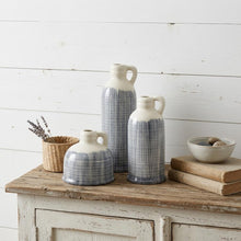 Load image into Gallery viewer, Checkered Jug Vases (Set of 3) - Off White / White