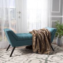 Load image into Gallery viewer, Modern Fabric Bench With Padded Seat And Wide U Shape Design - Teal
