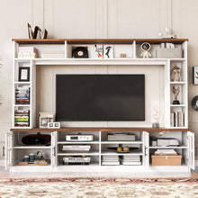 Load image into Gallery viewer, Wall Unit Entertainment Center With Bookshelves For TVs Up To 80", Tempered Glass Doors And Adjustable Shelves