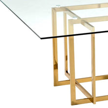 Load image into Gallery viewer, 59" Glass And Metal Pedestal Base Square Dining Table - Clear