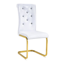 Load image into Gallery viewer, Faux Leather Metal Dining Side Chairs (Set of 4) - White / Gold