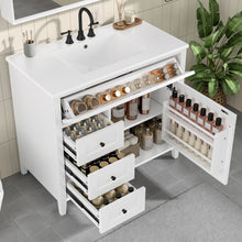 Load image into Gallery viewer, Bathroom Vanity With Sink, 3 Drawers & Cabinet With Adjustable Shelves
