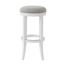 Load image into Gallery viewer, Solid Wood Swivel Backless Bar Height Chair With Footrest 30" - Gray And Antiqued White