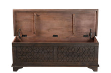 Load image into Gallery viewer, 52" Solid Wood Geometric Storage Ottoman - Brown