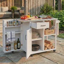Load image into Gallery viewer, Outdoor Kitchen Island Prep Station With Lockable Wheels, Ample Storage, Towel & Spice Racks