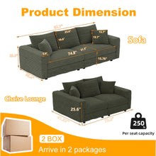 Load image into Gallery viewer, 4 Seat Sofa, Modern Comfy Upholstered Sofa Cloud Couch, Deep Seat Couches With Soft Pillows