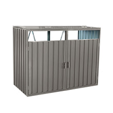 Load image into Gallery viewer, Garbage Bin Shed Stores 2 Trash Cans Metal Outdoor Bin Shed For Garbage Storage, Stainless Galvanized Steel, Bin Shed For Garden Yard Lawn
