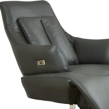 Load image into Gallery viewer, Tufted Genuine Leather Power Swivel Recliner - Gray