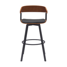 Load image into Gallery viewer, Faux Leather And Metal Swivel Bar Height Bar Chair - Black