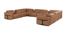 Load image into Gallery viewer, Italian Leather Power Reclining U Shaped Ten Piece Corner Sectional With Console - Chestnut