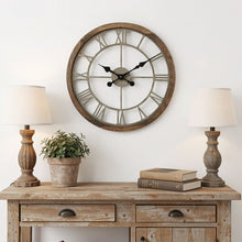 Load image into Gallery viewer, Round Modern Farm Wall Clock - Brown