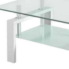 Load image into Gallery viewer, 39" Glass And Steel Coffee Table With Shelf - Clear And White