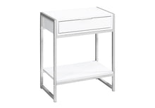 Load image into Gallery viewer, Wood And Metal End Table With Drawer And Shelf - Silver And White