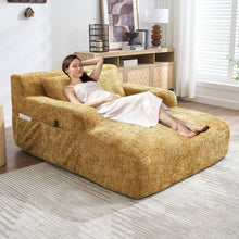Load image into Gallery viewer, Chenille Interior Lazy Sofa Chaise Longue Armchair With 3 Pillows And Armrests