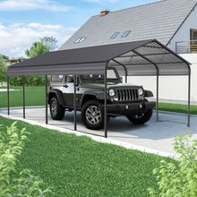 Load image into Gallery viewer, Metal Carport 12 X 20 Ft Heavy Duty With Galvanized Steel Roof Metal Garage Canopy With Galvanized Steel Roof & Frame Car Tent Outdoor Storage Shed For Car Boats And Truck - Alabaster / Dark Gray